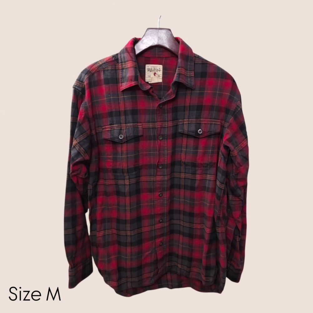RedHead Red and Black Plaid Casual Button Down Shirt